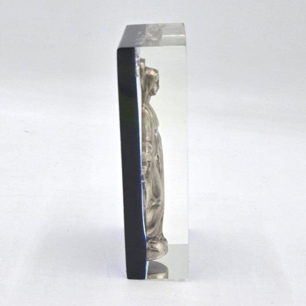 Vintage 1830‎ Miraculous Medal Virgin Mary Lucite Paperweight - Cobalt Blue - Picture 2 of 8